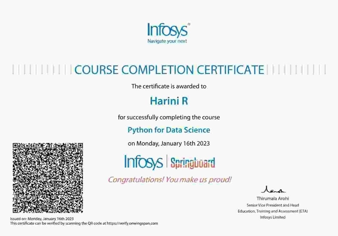 Infosys Python for Data Science 2023